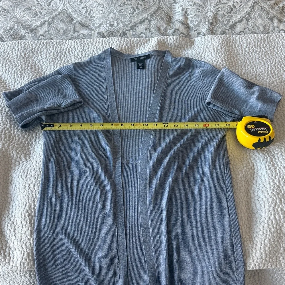 White House Black Market Ribbed light weight blue Duster size L - Picture 3 of 4